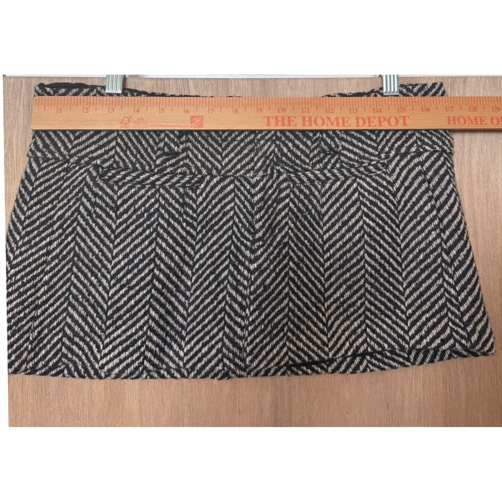 Free People Mille-fleurs Wool Blend Black Herringbone Micro Skirt Size 8 NEW - Picture 9 of 9